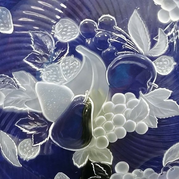Serving Platter WP&G Bountiful Frosted Crystal Fruit Design 14" Vintage Platter - Picture 2 of 10